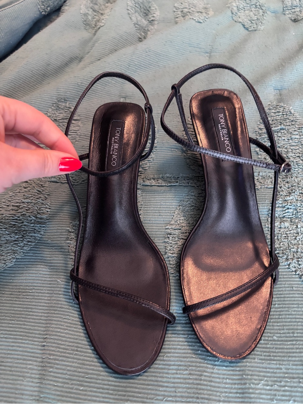 Tony Bianco Black Minimal Strappy Sandals